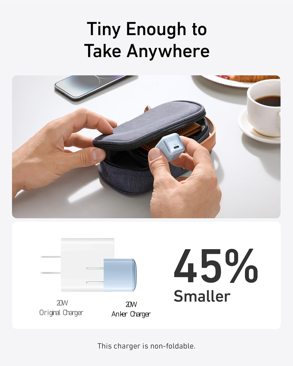 Anker - (Anker Nano Pro) 20W PIQ 3.0, cargador rápido durable, cargador USB C para iPhone 13/13 Mini/13 Pro/13 Pro Max/12, iPad/iPad Mini, Pixel, y más.