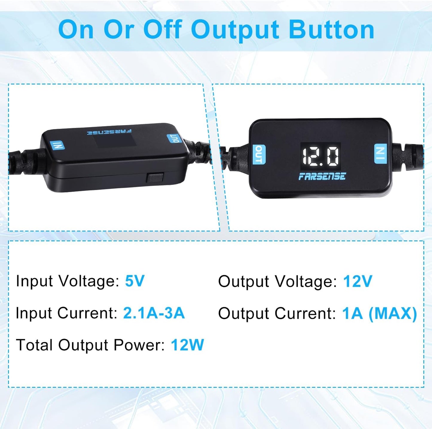Cable de alimentación elevador de voltaje, USB CC de 5 V a 12 V (3 pies), adaptador USB C a CC de 12 V con conector de CC, convertidor Boost